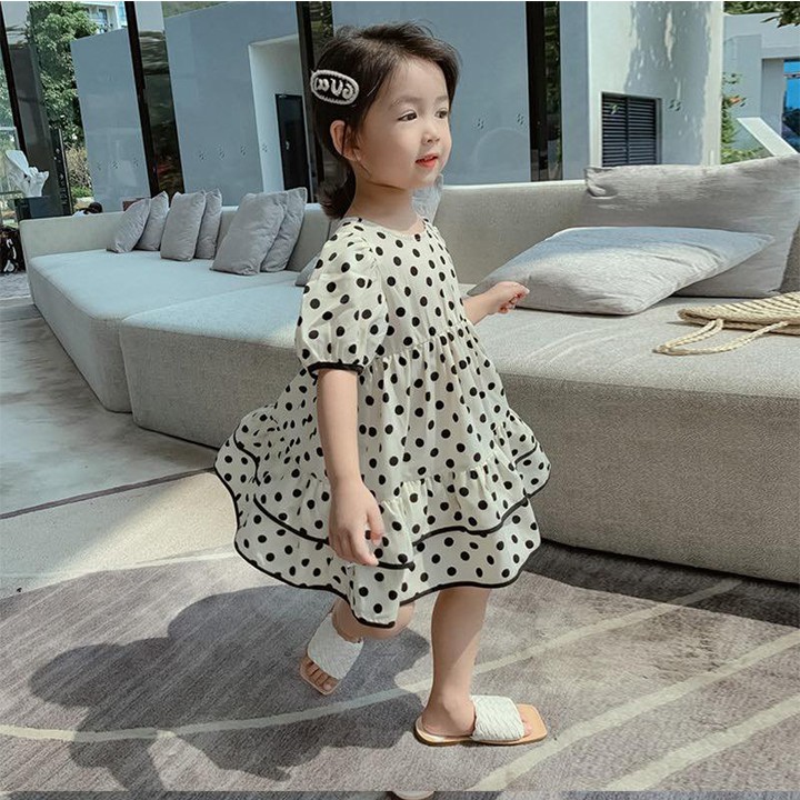 Váy bé gái  mùa Hè cao cấp  Siêu  Xinh dễ thương phong  cách Công  Chúa  Hàn Quốc chấm bi   - MIU VB01 (8-25kg )