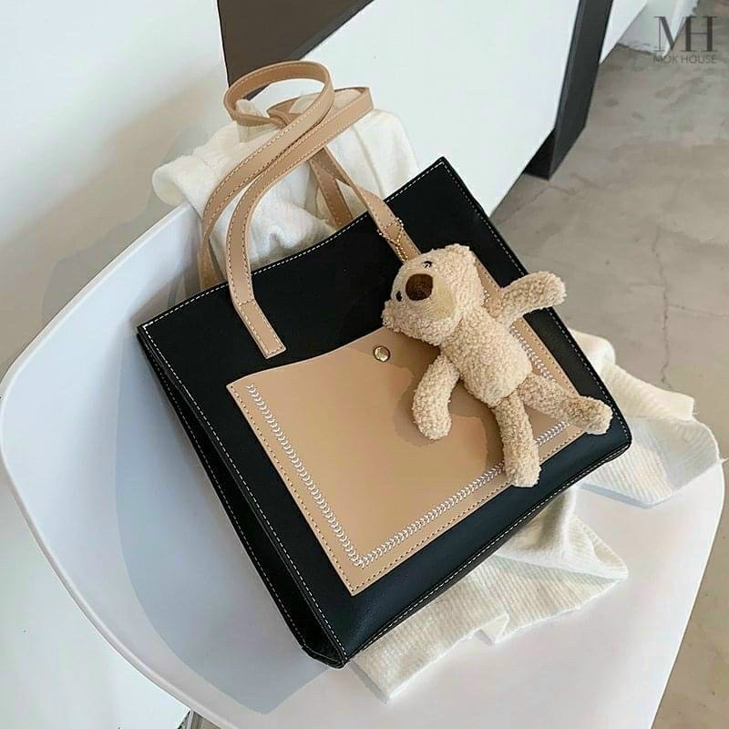 Túi Tote Kèm Gấu Dễ Thương, Túi Công Sở Nữ Phong Cách Hàn Quốc