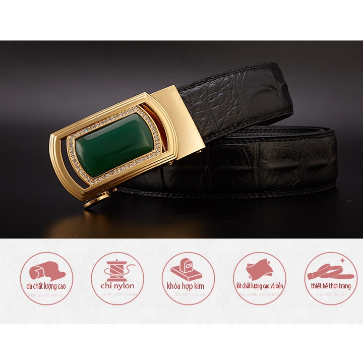 [HÀNG CHẤT] dây nịt nam thắt lưng da doanh nhân thời trang cát viên HG1105 (KHÓA VÀNG+ ĐÁ QUÝ) | BigBuy360 - bigbuy360.vn