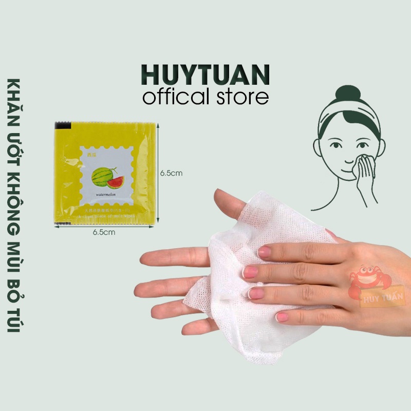 Giấy ướt - Khăn ướt không mùi gói vuông 1 chiếc họa tiết trái cây (KTC01) bibi90