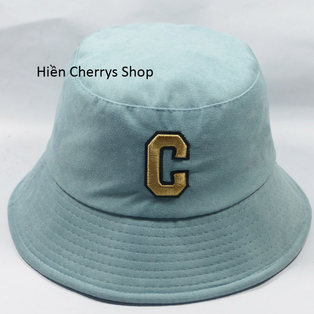 Mũ bucket vành cụp nhung thêu chữ C phong cách ❤ Nón tai bèo nam nữ unisex cao cấp