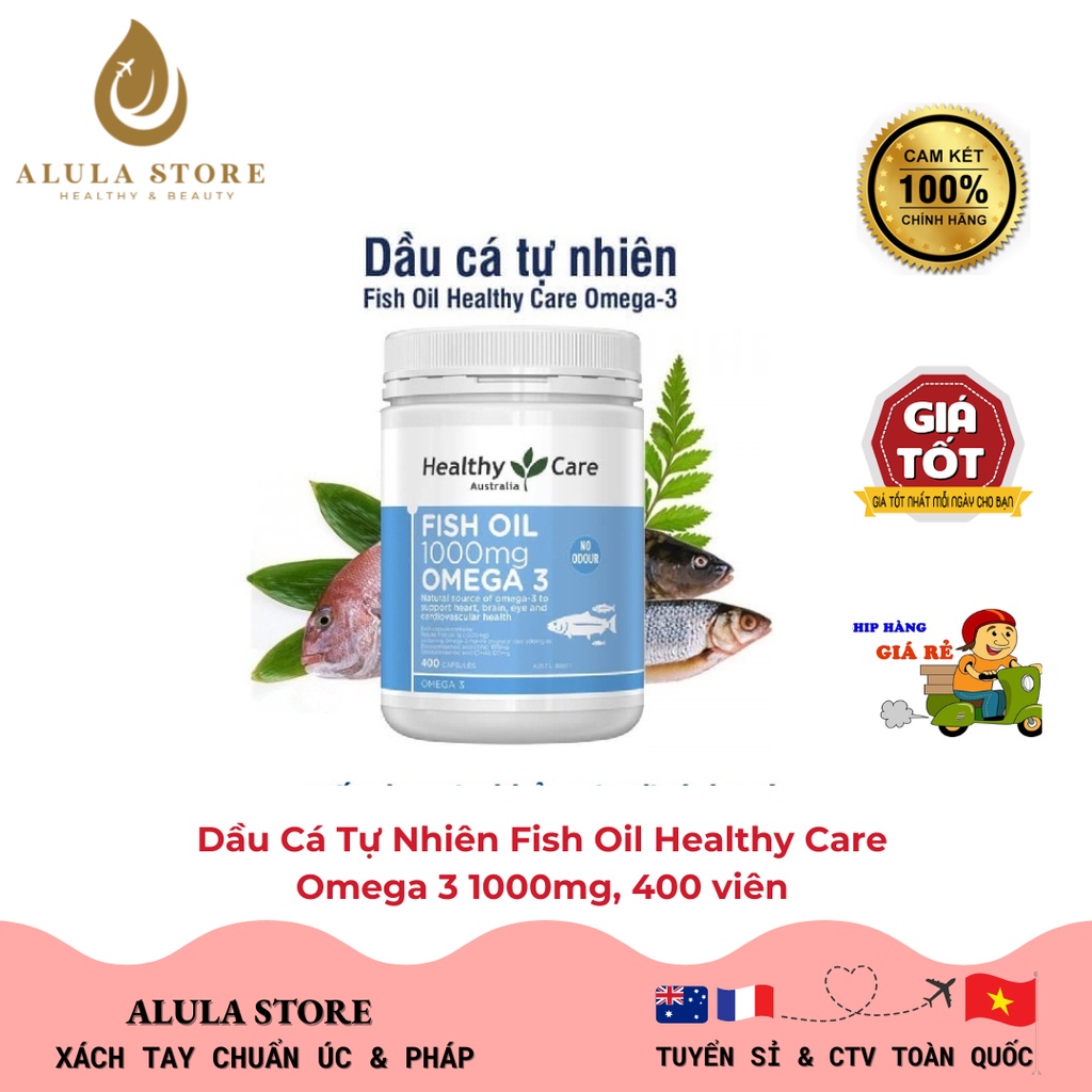 Dầu Cá Tự Nhiên Fish Oil Healthy Care Omega 3 1000mg, 400 viên