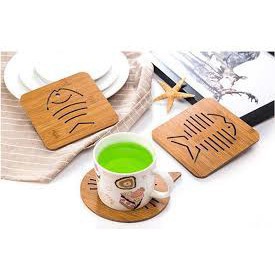 Lót cốc bằng gỗ trang trí cute, dễ thương, sang trọng nhiều họa tiết tùy chọn 9,5CM 2193 SHIPNHANH88