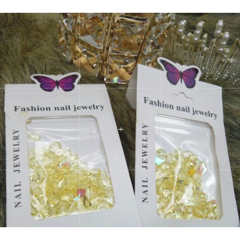Set charm đá màu vàng-charm đá gắn móng