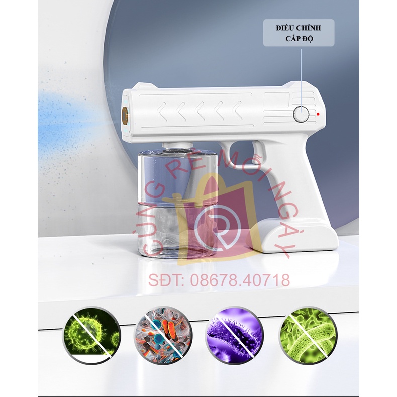 Súng khử khuẩn, khử trùng nano cầm tay, súng phun khử khuẩn và hộp khử khuẩn UV vệ sinh điện thoại, khẩu trang