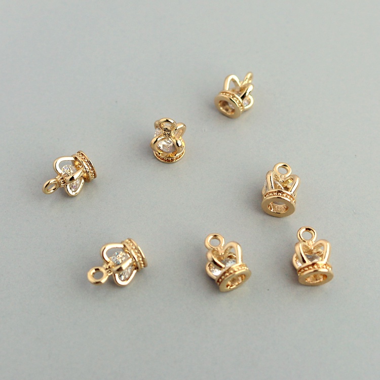 Mặt Dây Chuyền Hình Vương Miện 8mm Bằng Đồng 14k Màu Sắc Tùy Chọn Diy