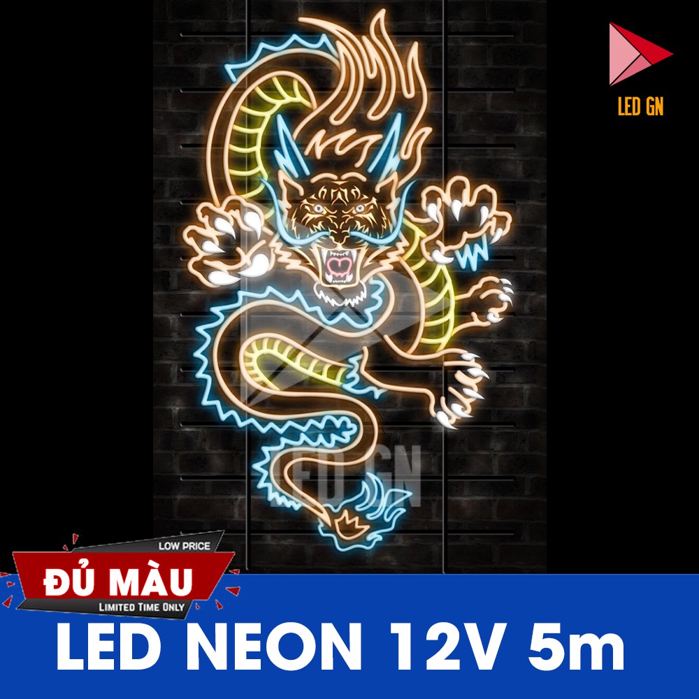 LED Dây Neon Dẻo 12V 5m - Đủ 8 Màu