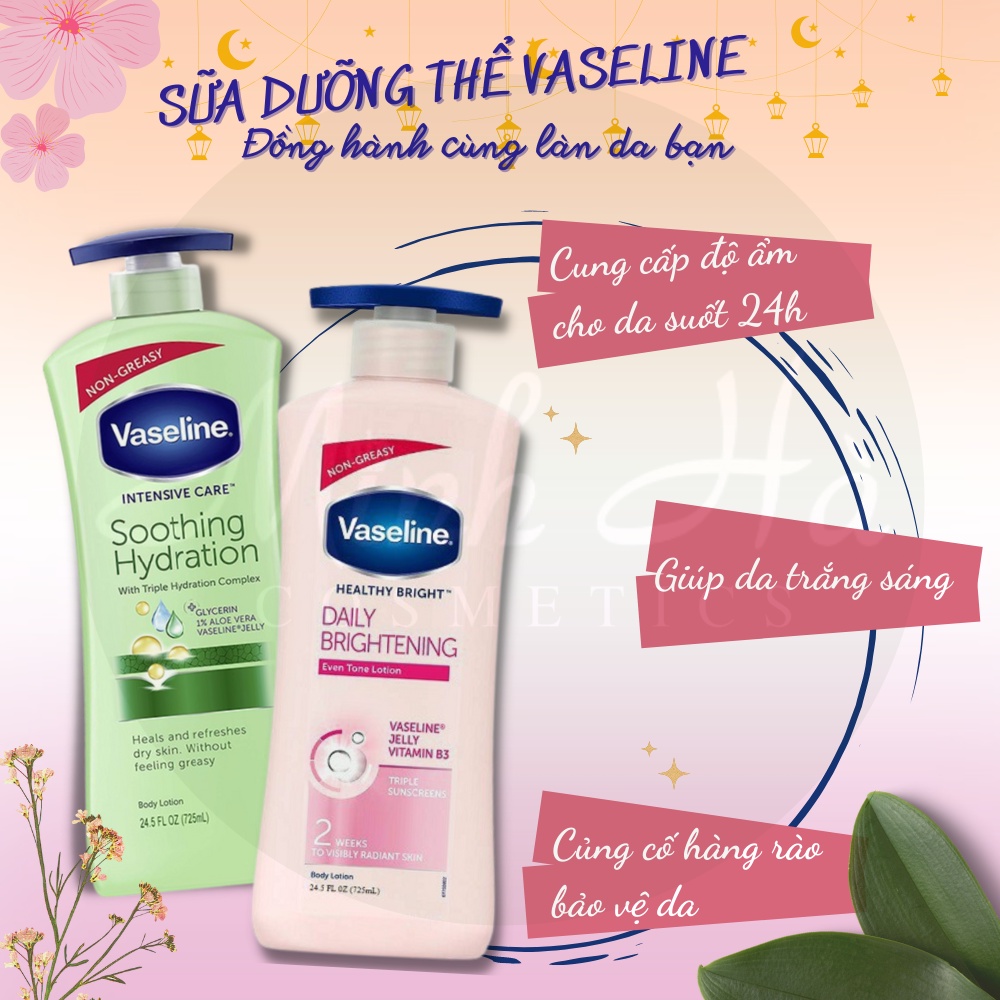 Sữa dưỡng thể Vaseline Healthy Bright Daily Brightening 725ml giúp dưỡng ẩm và làm trắng da