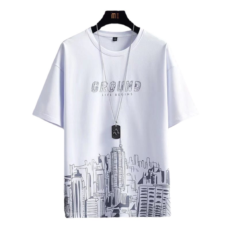 Set Đồ Thể Thao Hai Mảnh Gồm Áo Thun Tay Ngắn Dáng Rộng Phong Cách Hàn Quốc Thời Trang Mùa Hè Cho Nam Giới Size M-5XL