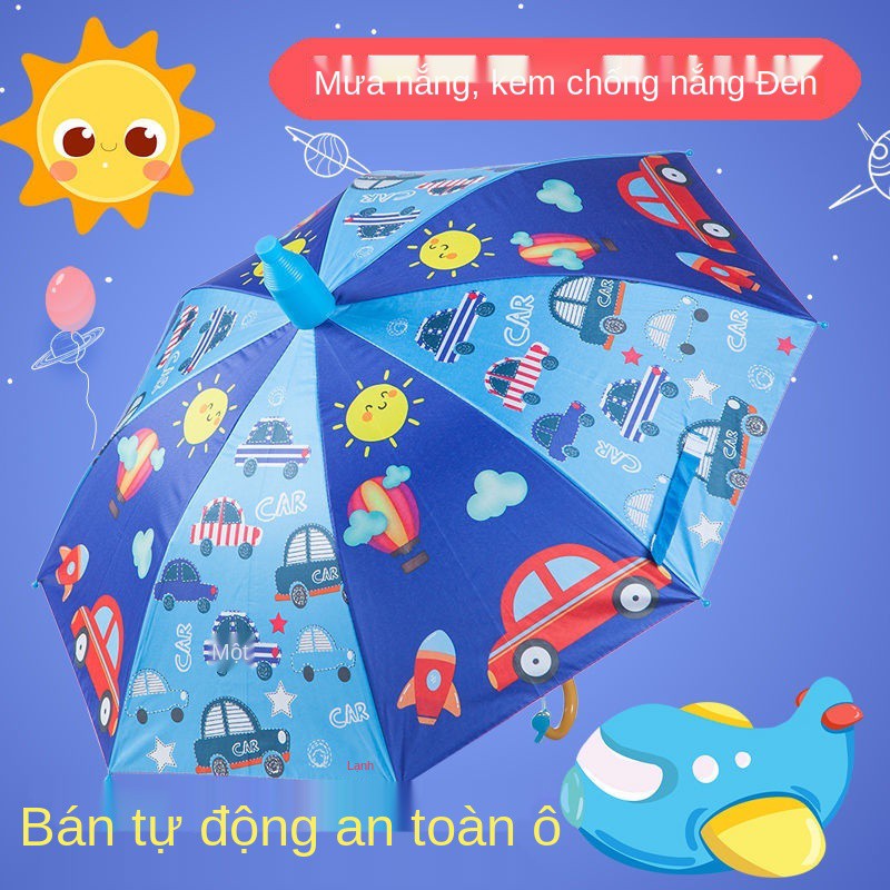 Ô gấp trẻ em đi mưa bán tự động bé trai cô gái mẫu giáo lớn hoạt hình có vỏ chống thấm nước