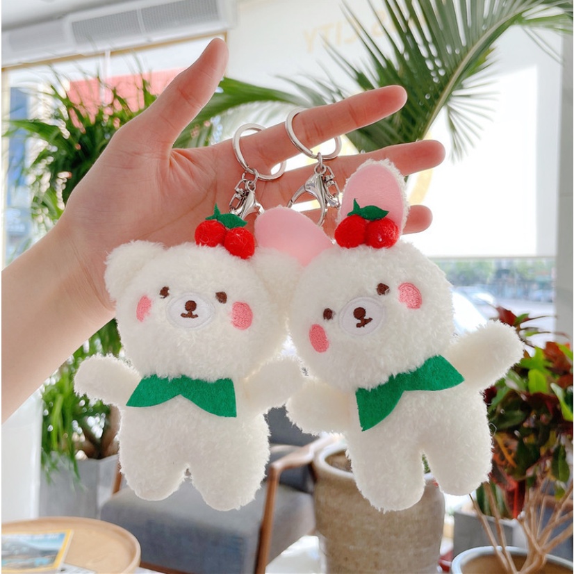 Móc khóa Gấu Thỏ bông Noel cute cài túi balo phong cách Giáng sinh ấm áp làm quà tặng ý nghĩa