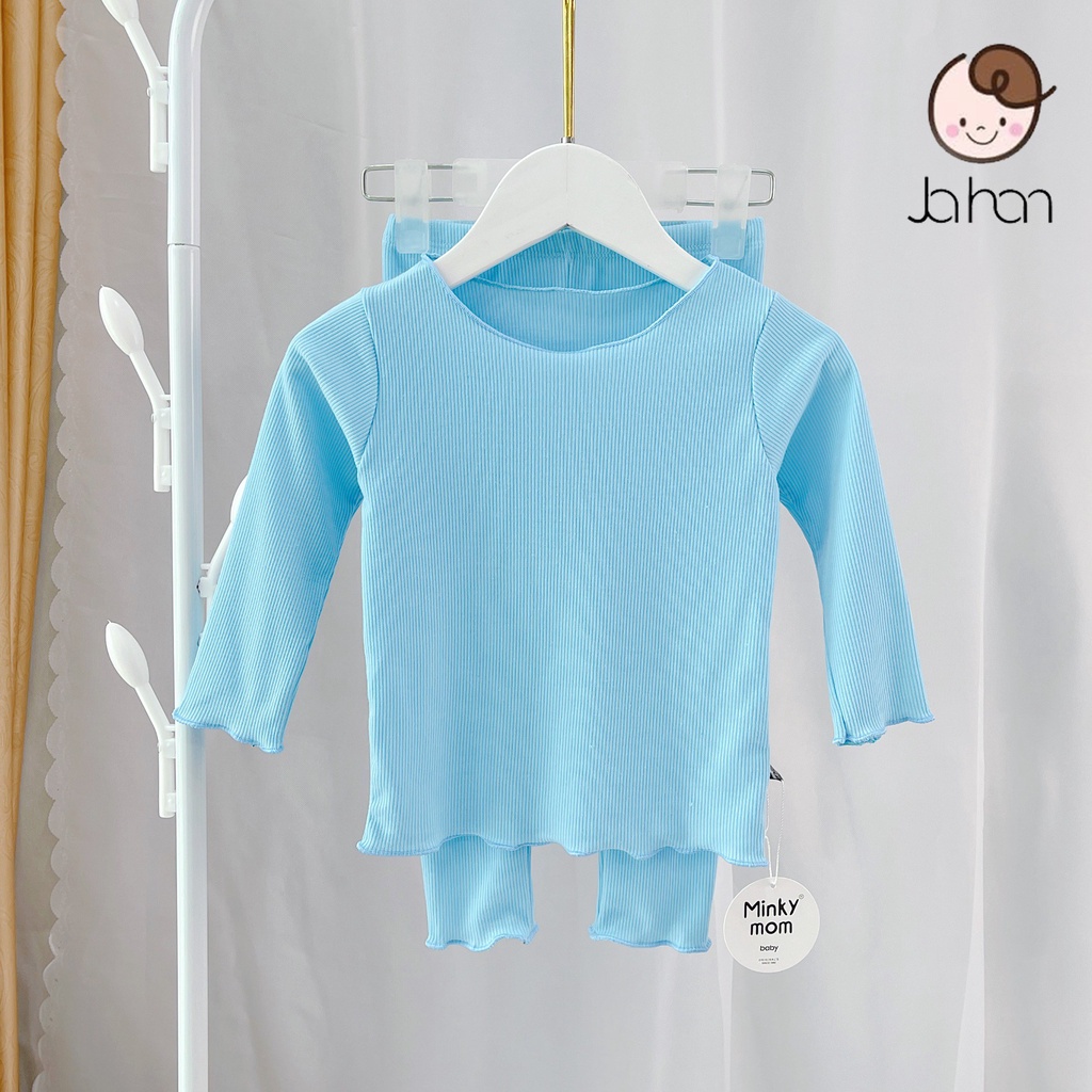[SALE] Bộ Thun Gân Dài Tay Cho Bé Gái, Bé Trai Minky Mom Bèo Nhún Dễ Thương, Bộ Quần Áo Cho Bé Mặc Nhà MKMTD2216