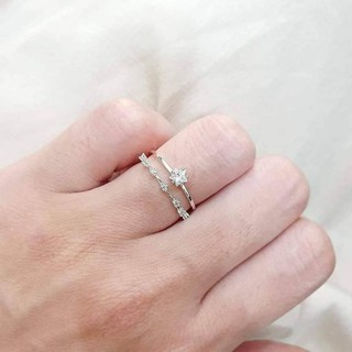 Nhẫn bạc ta nữ kép 2 tầng hình sao