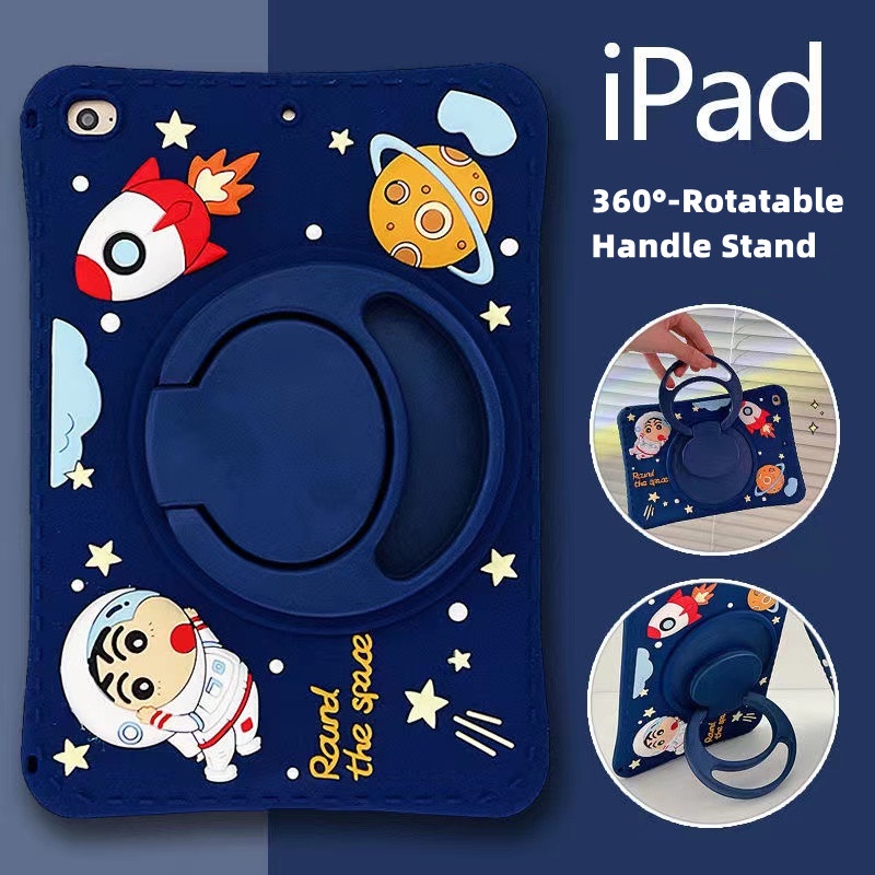Bao Da Máy Tính Bảng Xoay 360 Độ Cho iPad 10.2-inch 9 / 8 / 7 10th Mini Air 1 2 3 Air 4 5 iPad Pro 2020 Mini 6°- Ốp Điện Thoại Silicon Hình Phi Hành Gia Hoạt Hình Có Giá Đỡ Xoay Được Cho Tay Cầm