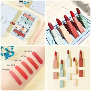 Set 5 son thỏi nhám leyu mousse matte lipstick no.2215