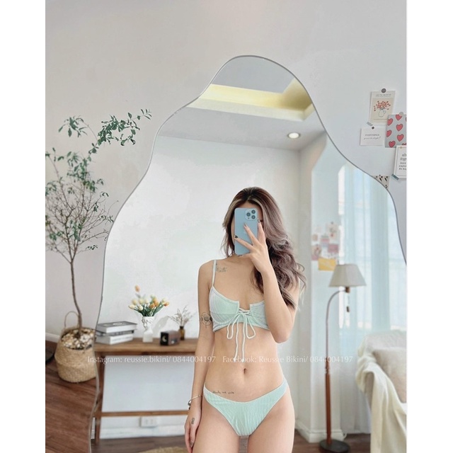 𝑹𝑬𝑼𝑺𝑺𝑰𝑬 𝑩𝑰𝑲𝑰𝑵𝑰 Đồ bơi hai mảnh cạp thấp áo cúp phong cách Hàn Quốc