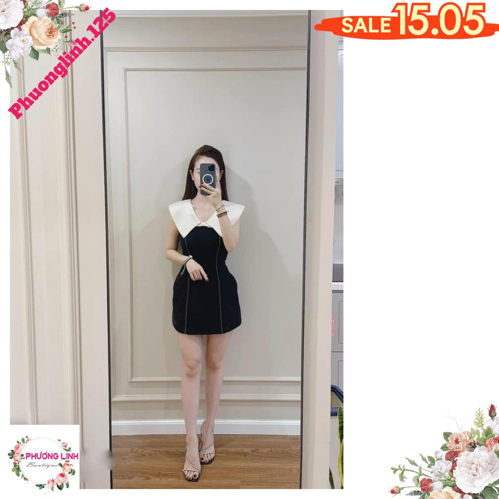 VÁY ĐEN PHỐI CỔ NƠ CHẠY CHỈ SÁT NÁCH | BigBuy360 - bigbuy360.vn