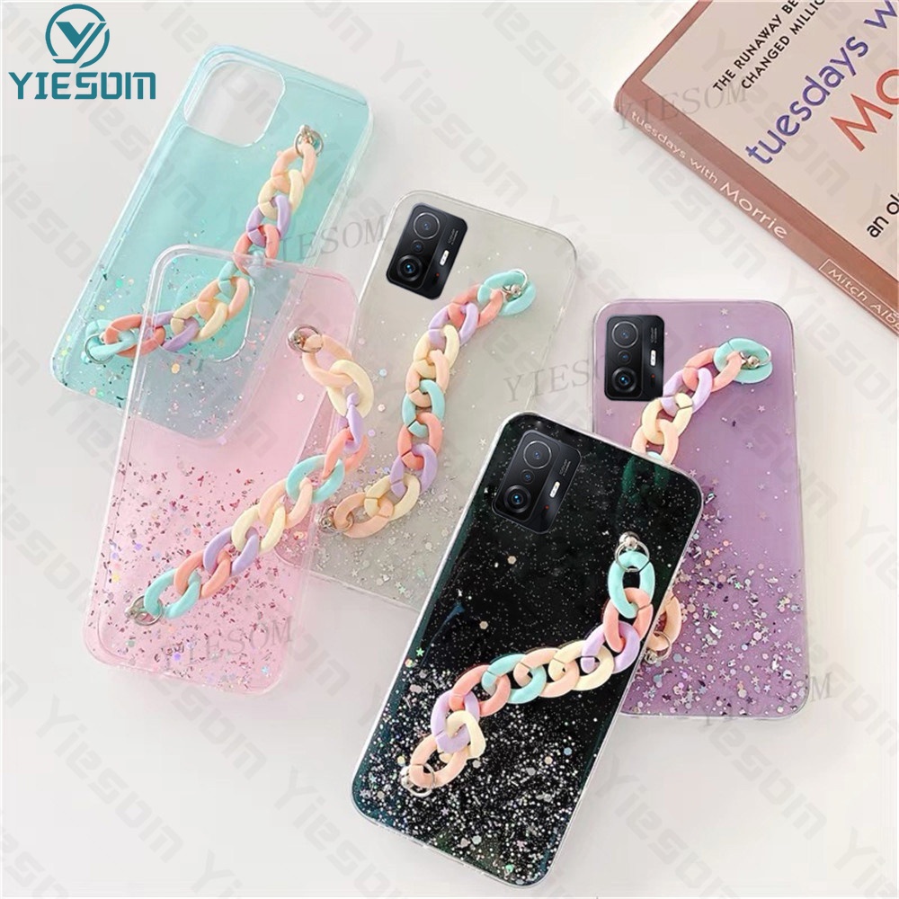 Ốp Điện Thoại Silicon Mềm Trong Suốt Có Dây Vòng Tay Cho Xiaomi Mi 12 11 Lite Mi 10T 11T 12T Pro Poco X3 GT Nfc M3 Pro 5G
