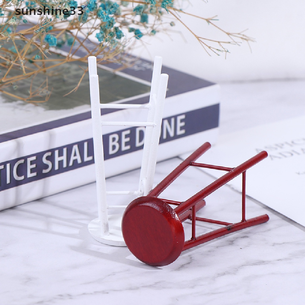 Mô Hình Ghế Đẩu Cao Cổ Bằng Gỗ Tỉ Lệ 1: 12 Trang Trí Nhà Búp Bê