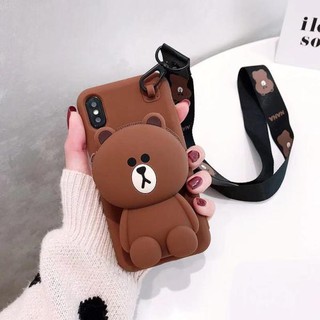 Ốp Gấu Vịt kèm ví đựng và dây đeo dễ thương các dòng IPHONE 6..xs
