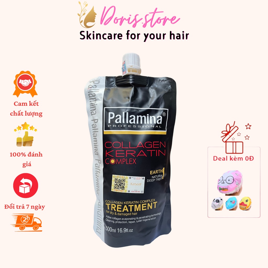 Kem Ủ Tóc Hấp Tóc Keratin Collagen Pallamina Phục Hồi Tóc Khô Xơ Hư Tổn Chẻ Ngọn| Ủ Tóc Siêu Mượt 500ml