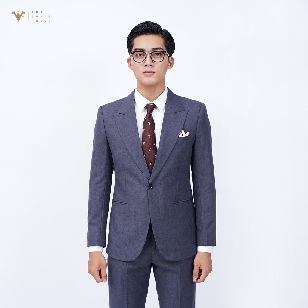 Bộ vest nam xám lông chuột, suits sartorial, 1 khuy 2 túi, form ôm The Suits House