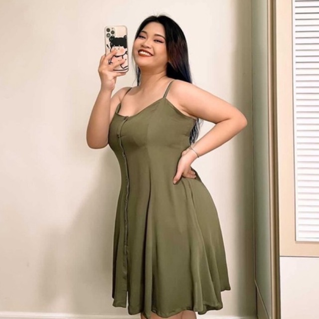 Đầm hai dây thiết kế hàng nút và co giãn lưng DOKESI  - Briana Dress