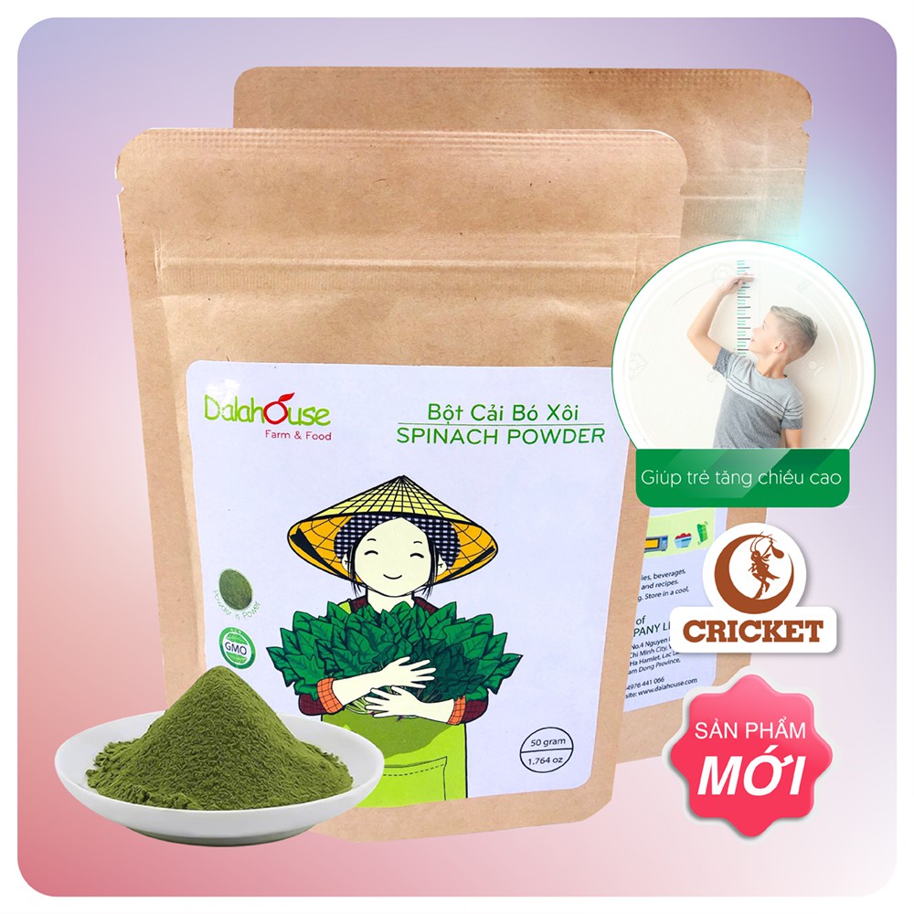 Bột Cải Bó Xôi Dalahouse 50g Tốt cho tim mạch, cải thiện tiểu đường