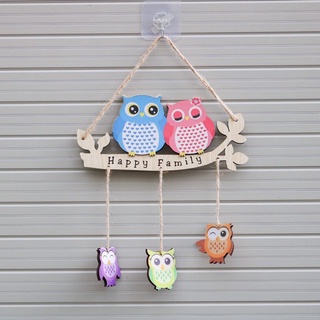 Bảng gỗ decor Gia đình Cú 5 thành viên