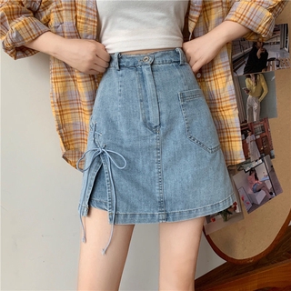 chân váy jean Ngắn Dáng Chữ A Lưng Cao Thời Trang Mùa Hè Cho Nữ