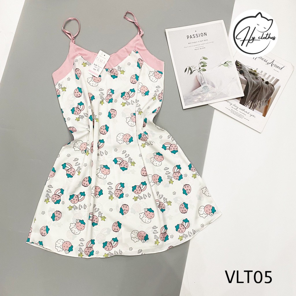 VÁY NGỦ HAI DÂY lụa có size siêu mềm mát 2s