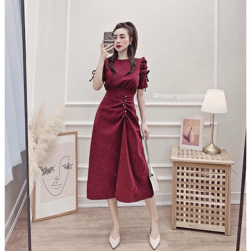 đầm maxi nhấn eo đính cờm bigsize 55kg-90kg😘😘 | BigBuy360 - bigbuy360.vn