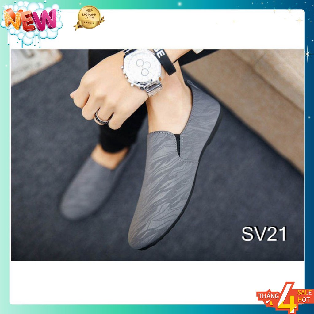 [ Cực Hot ] Giày Lười Nam Cao Cấp Phong Cách Hàn Quốc - Màu Bạc Xám SV21
