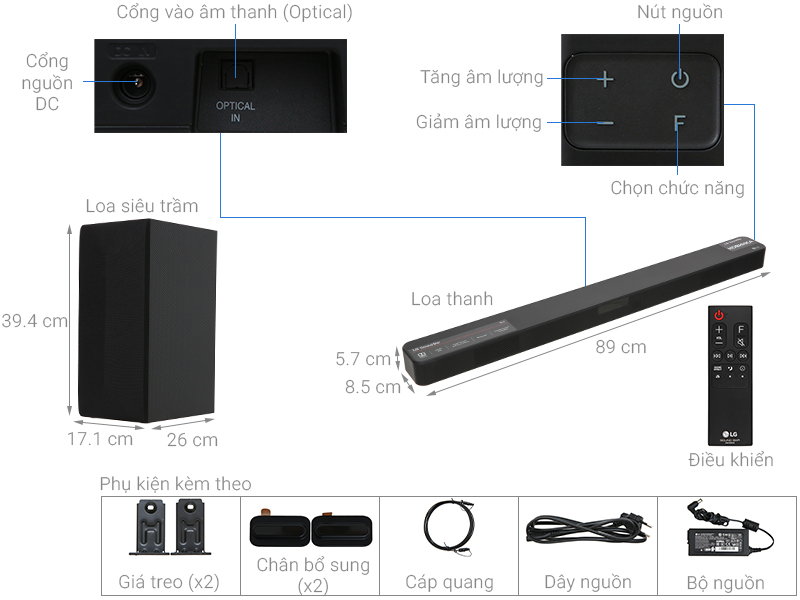 loa soundbar LG  SL4 2.1 300W chính hãng bảo hành 12 tháng