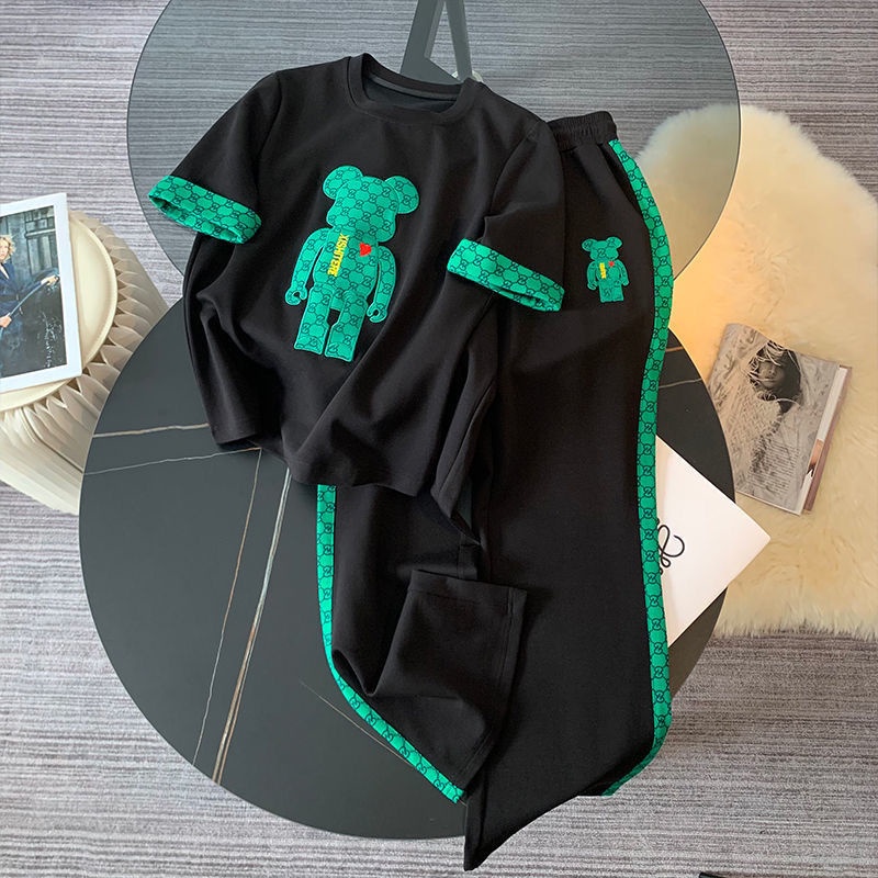 Set Áo Ngắn Tay + Quần Ống Rộng Phong Cách Phương Tây