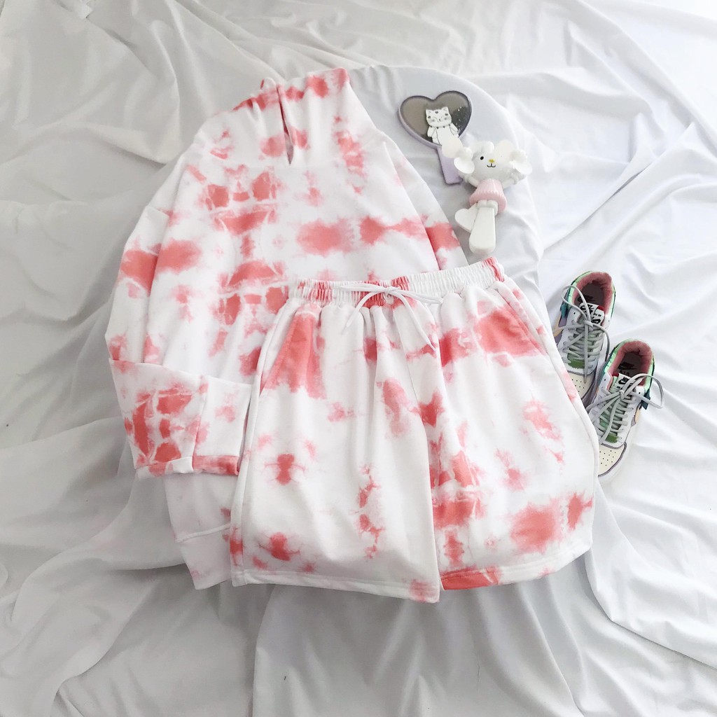 Combo áo quần hoodie loang màu siêu chất ulzzang unisex