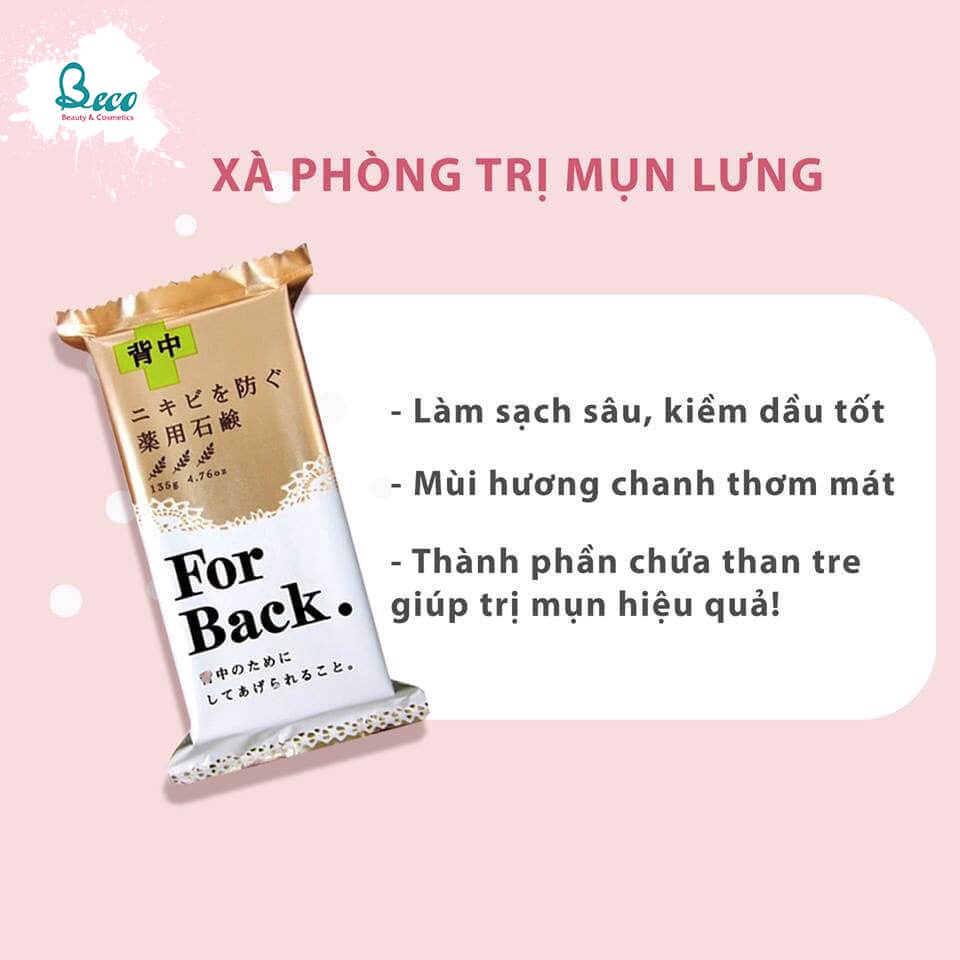 Xà phòng, xà bông ngừa mụn lưng For Back Nhật Bản 135g  Freeship  nguồn gốc than hoạt tính làm sạch thải độc da