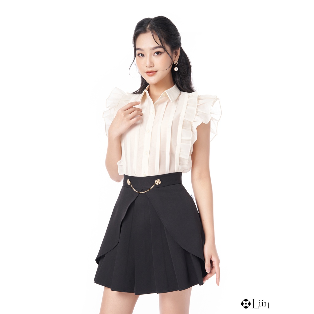 Chân váy ngắn linbi mango màu đen xòe kiểu dáng trẻ trung, năng động liin clothing J4352