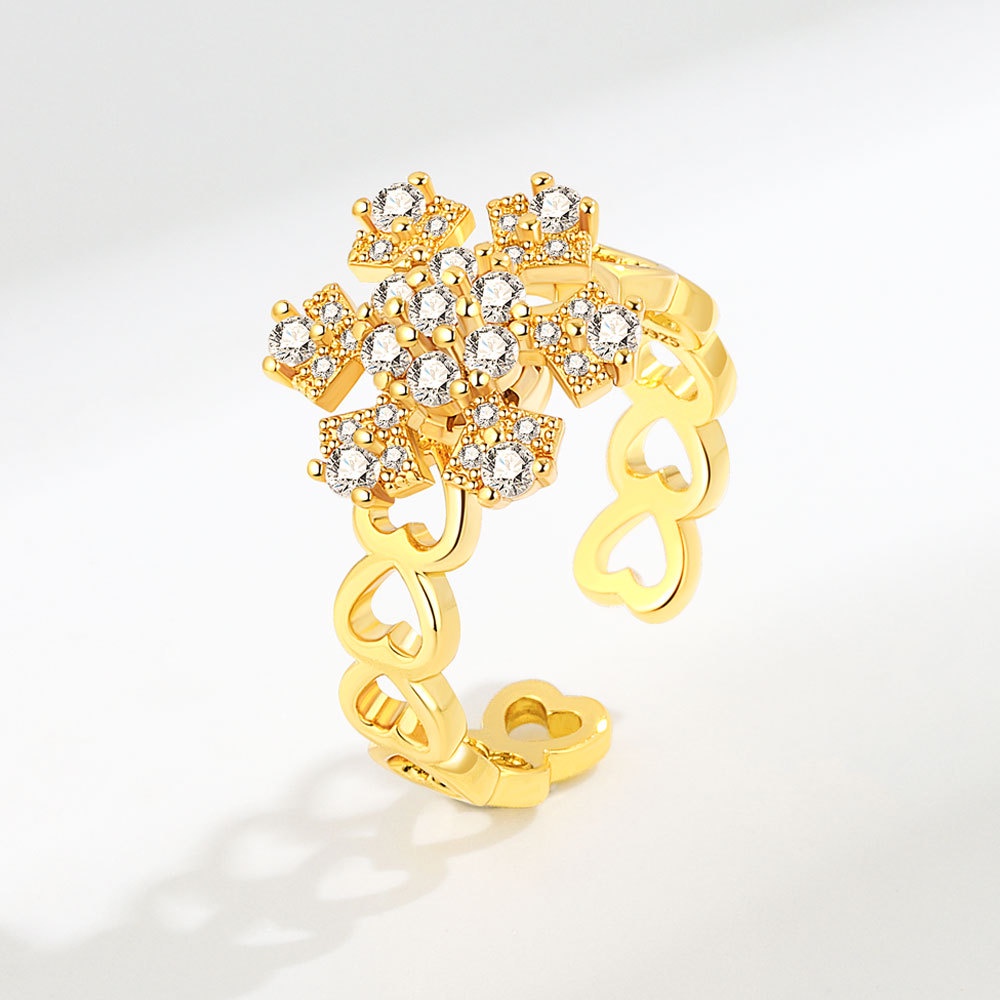 Nhẫn Hở Hình Bông Tuyết Có Thể Xoay Điều Chỉnh Làm Quà Giáng Sinh