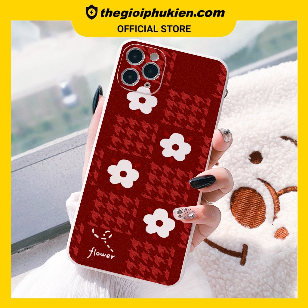 Ốp lưng iphone cạnh vuông Họa tiết răng sói flower dành cho iphone 6 đến 14promax - E206