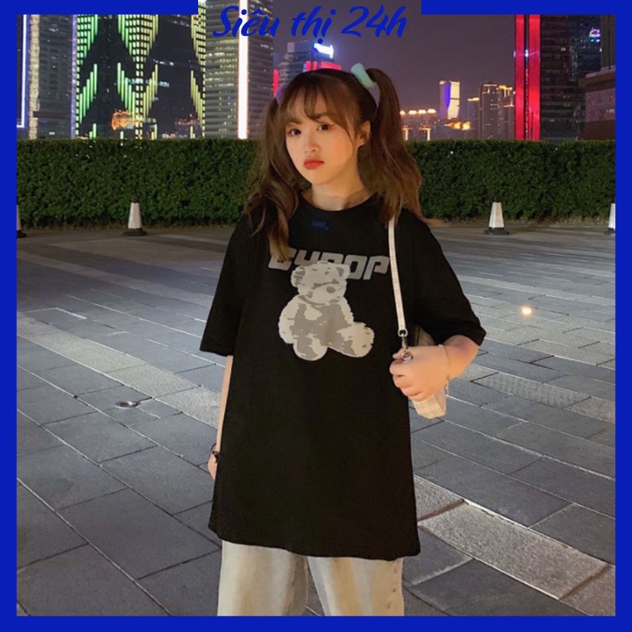 Áo thun form rộng tay lỡ, áo phông unisex Siêu thị 24 giờ, chất liệu vải mềm mát, họa tiết in chữ CYOOP