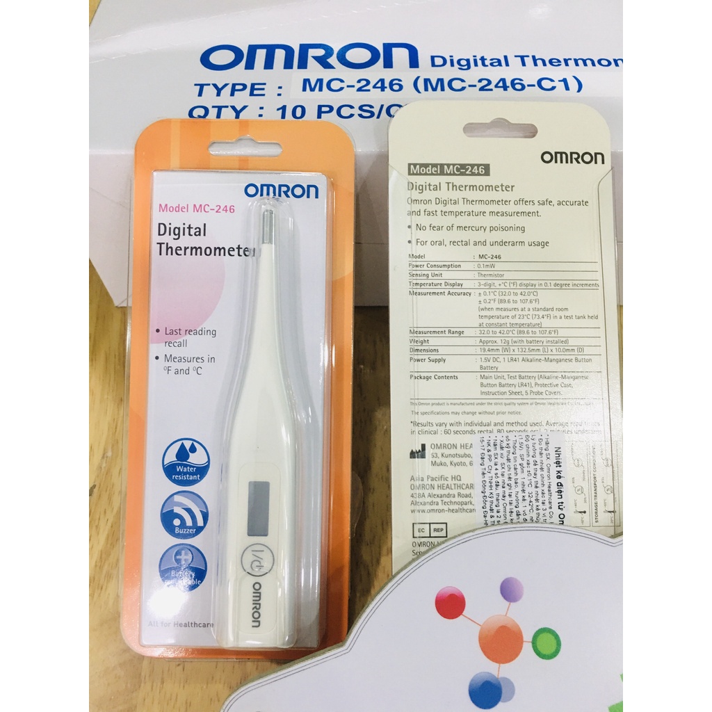 Nhiệt kế OMRON MC-246 kẹp nách dạng bút OMRON MC-246, an toàn, chính xác, tiện lợi, hàng chính hãng