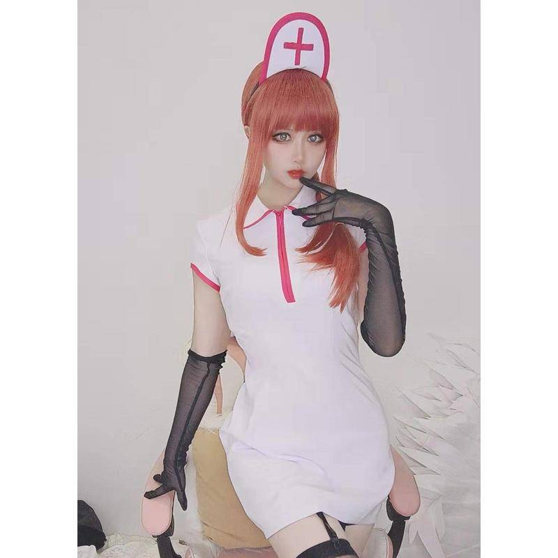 Chainsaw man cos Machima cos Chainsaw man cos Pava cos nurse costume cos nurse costume cosplay anime suit big set Halloween