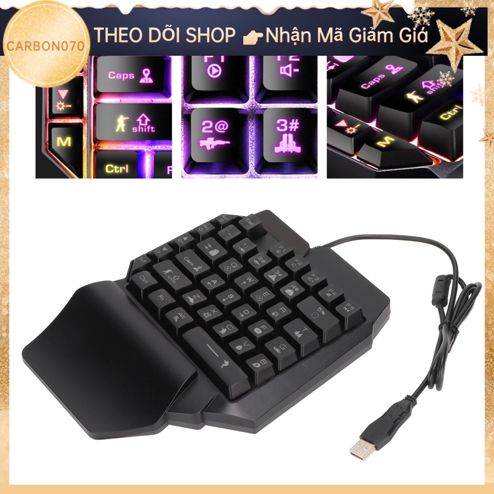 [Hàng Sẵn] Bàn phím giả cơ chơi game một tay 39 phím tiện dụng phát sáng USB【Carbon070】