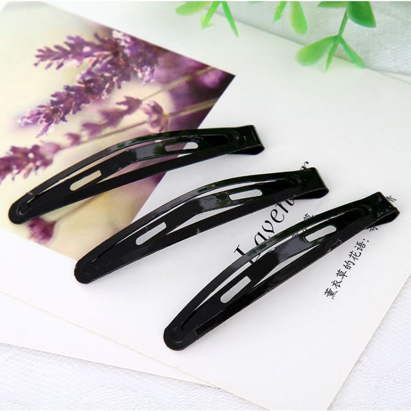 Combo 12 kẹp tóc mái bầu trơn màu đen 5-6cm