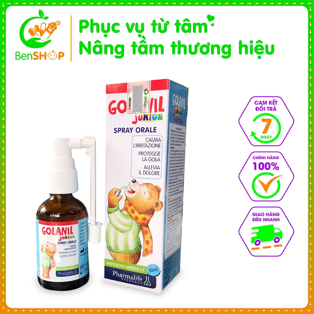 Golanil Junior Spray - Xịt sát trùng họng giảm ho cho bé yêu
