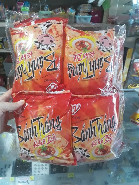 Set 10 gói bánh tráng muối tôm / bánh tráng khô bò