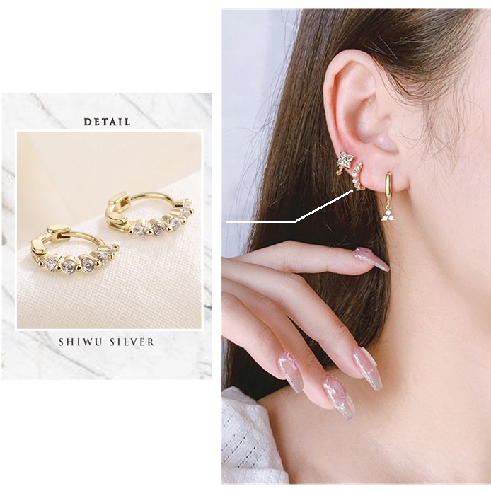 Khuyên Tai Tròn Đính Đá Zircon Thời Trang Hàn Quốc Cho Nữ