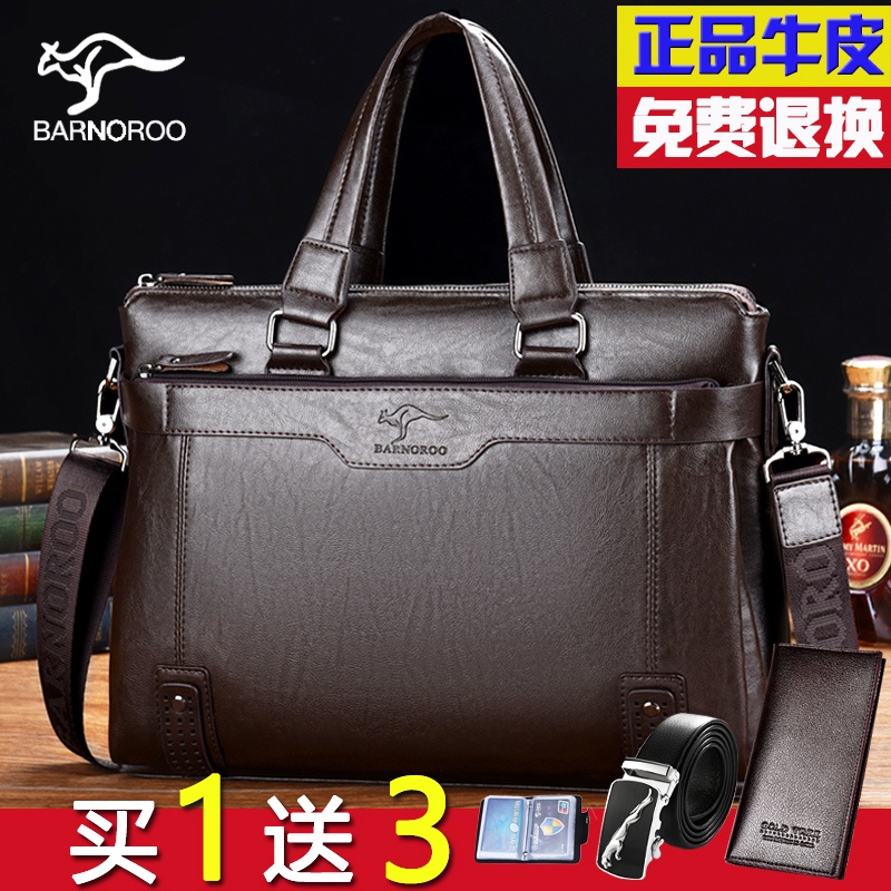 ❀ Hàng Có Sẵn Túi Xách Đeo Vai Đựng Máy Tính Cỡ Lớn Bằng Da Kangaroo Phong Cách Doanh Nhân Cho Nam