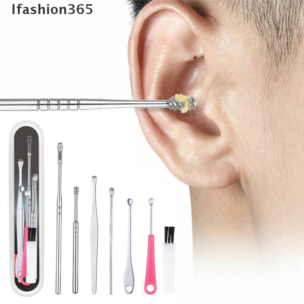 [Hàng mới về] Bộ dụng cụ lấy ráy tai gồm 7 món bằng thép không gỉ tiện dụng